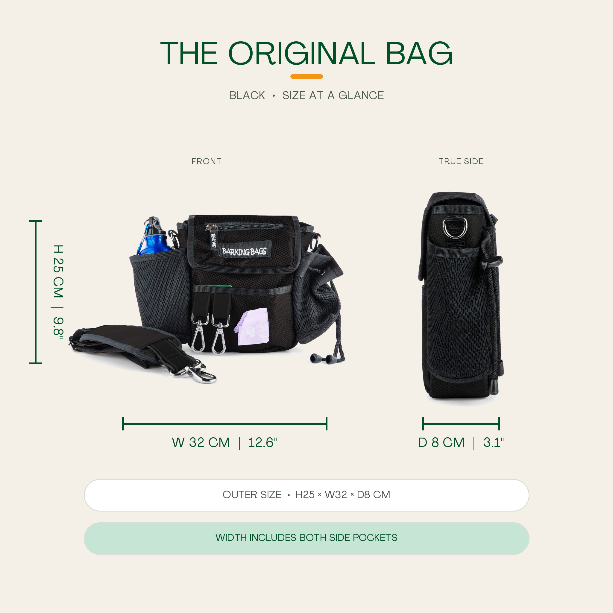 The Original Bag in Black - size at a glance