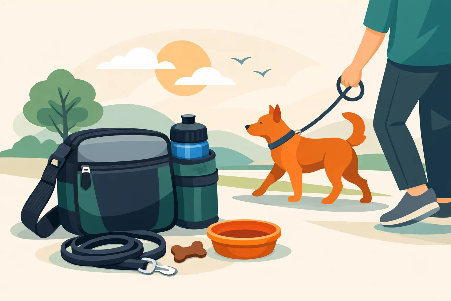 Dog Walking Bag With Water Bottle Holder
