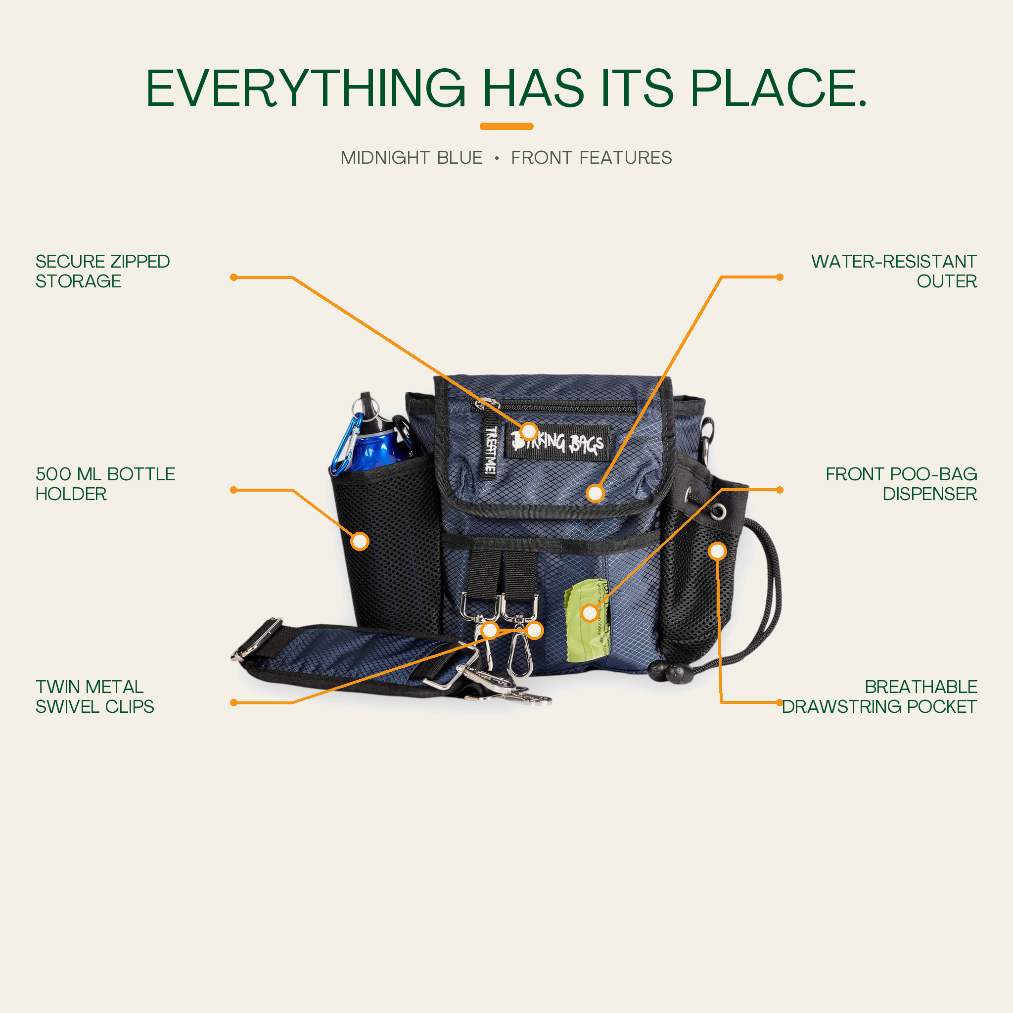 The Original Bag in Midnight Blue - front features